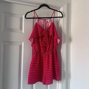 Red and White Striped Romper